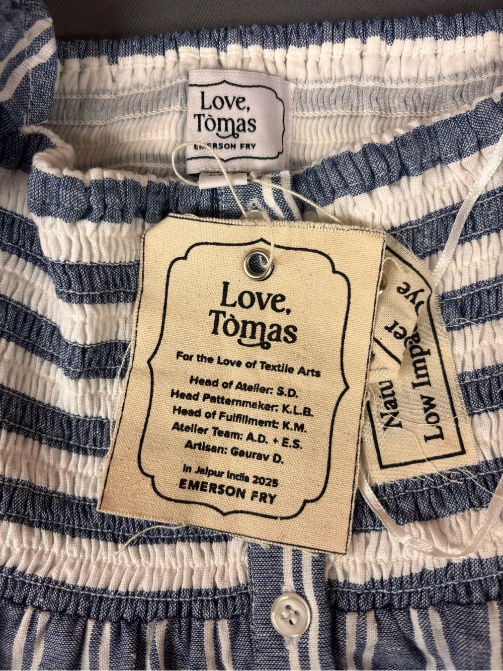Emerson Fry Love Tomas Puff Sleeve
Striped Smocked Cotton Maxi Dress NWT XS/S - Picture 7 of 9